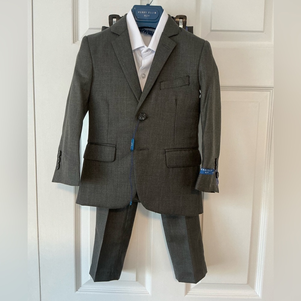 PERRY ELLIS Kids 3 Piece Suit and Shirt | Platinum Grey | Size 3T